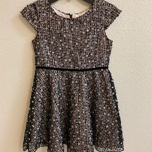 Girls black and pink embroidered dress size 8